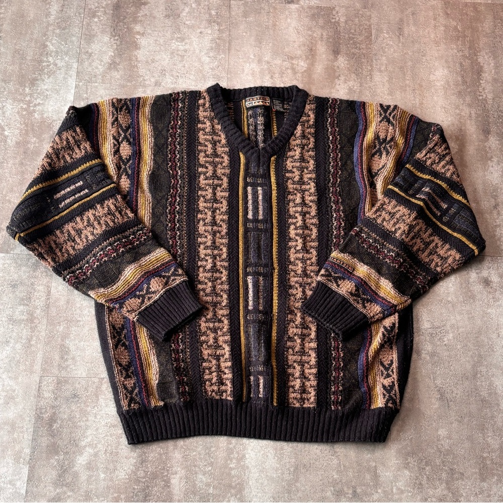 Vintage Jantzen Knit Sweater Mens XL Grandpa V-Neck